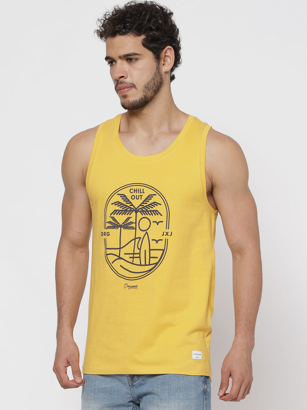 Yellow Graphic Print Tank Top