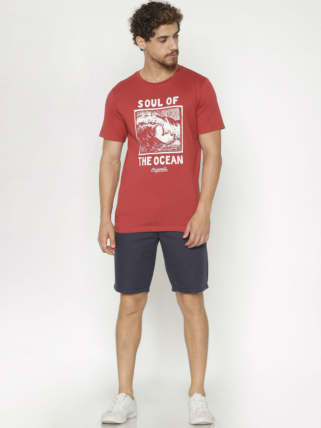 Red Graphic Print Crew Neck T-Shirt