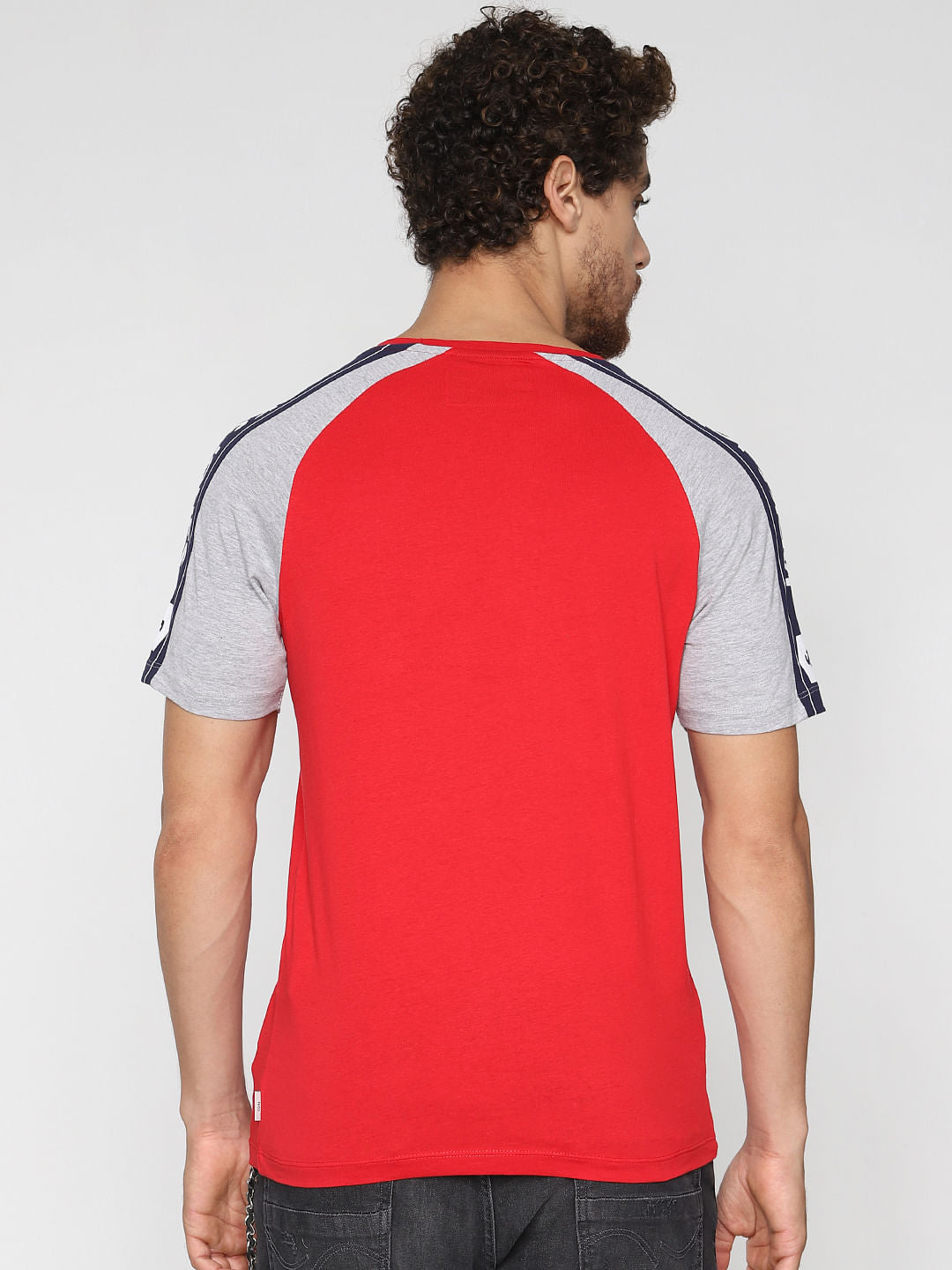 Red Colourblocked Crew Neck T-Shirt