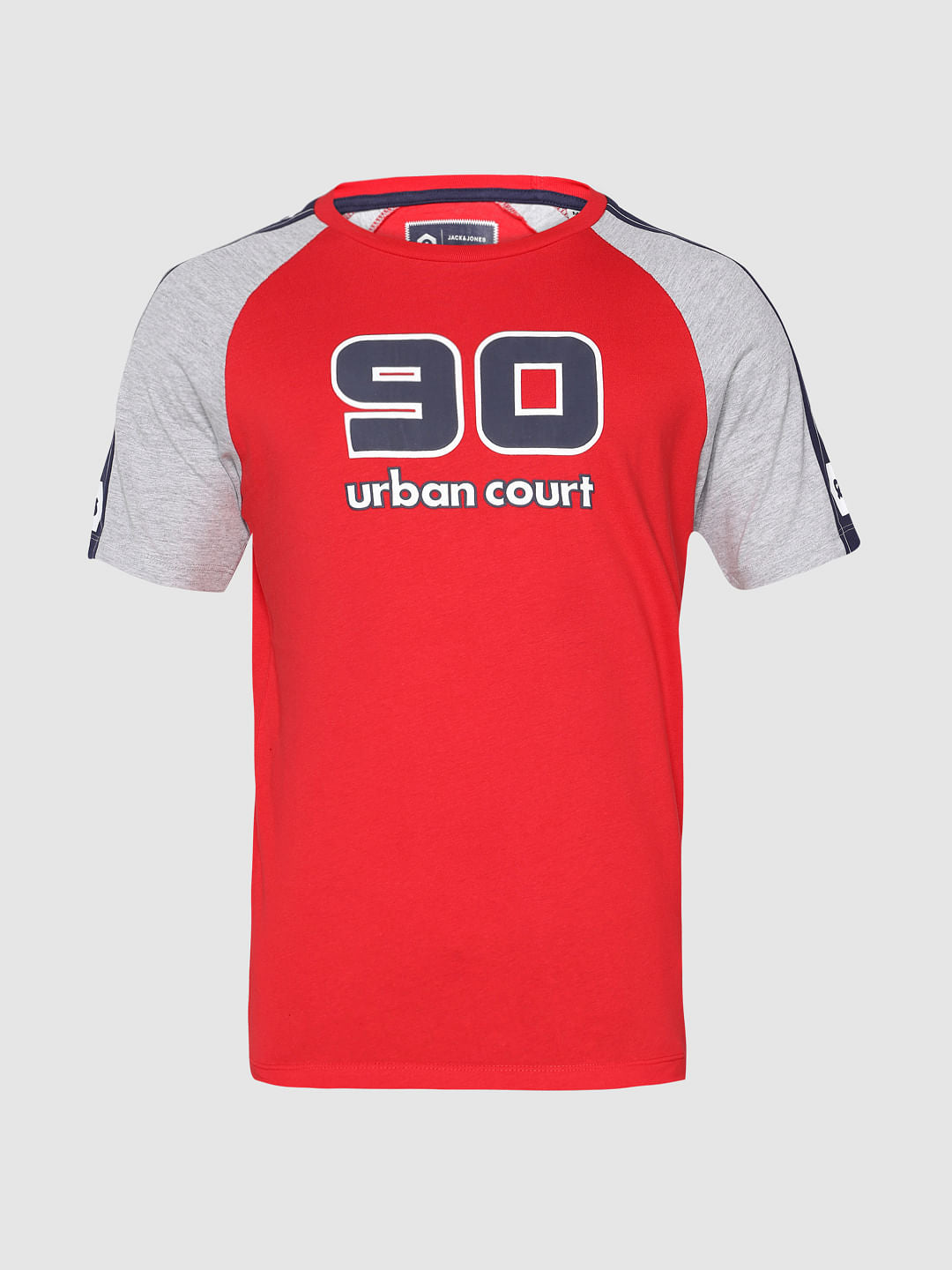 Red Colourblocked Crew Neck T-Shirt