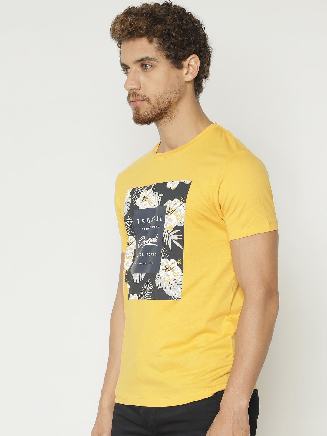 Yellow Graphic Print Crew Neck T-Shirt