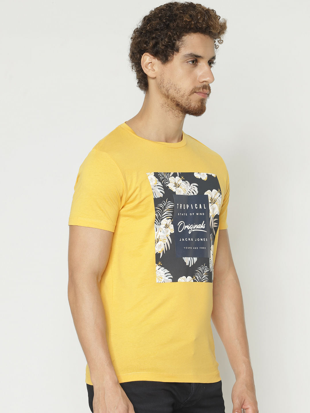 Yellow Graphic Print Crew Neck T-Shirt