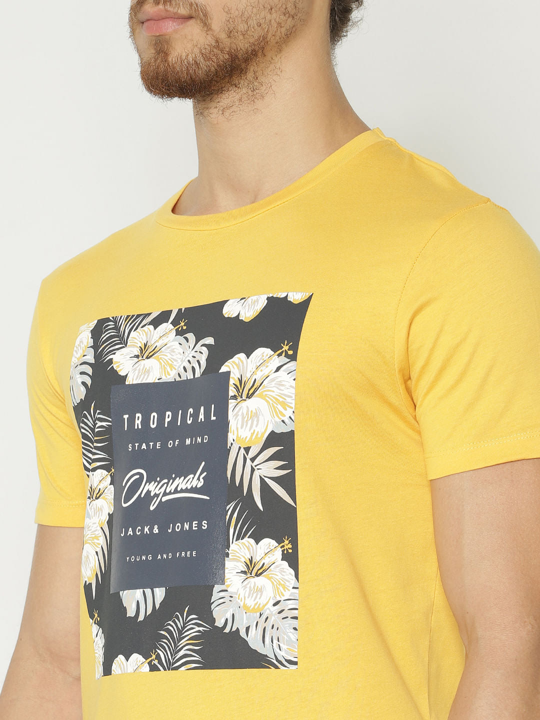 Yellow Graphic Print Crew Neck T-Shirt