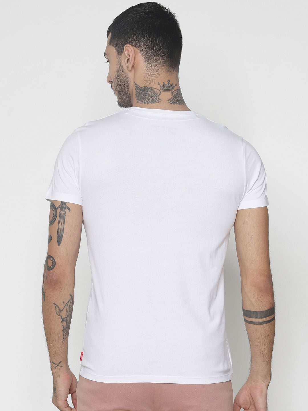 White Logo Print Crew Neck T-Shirt