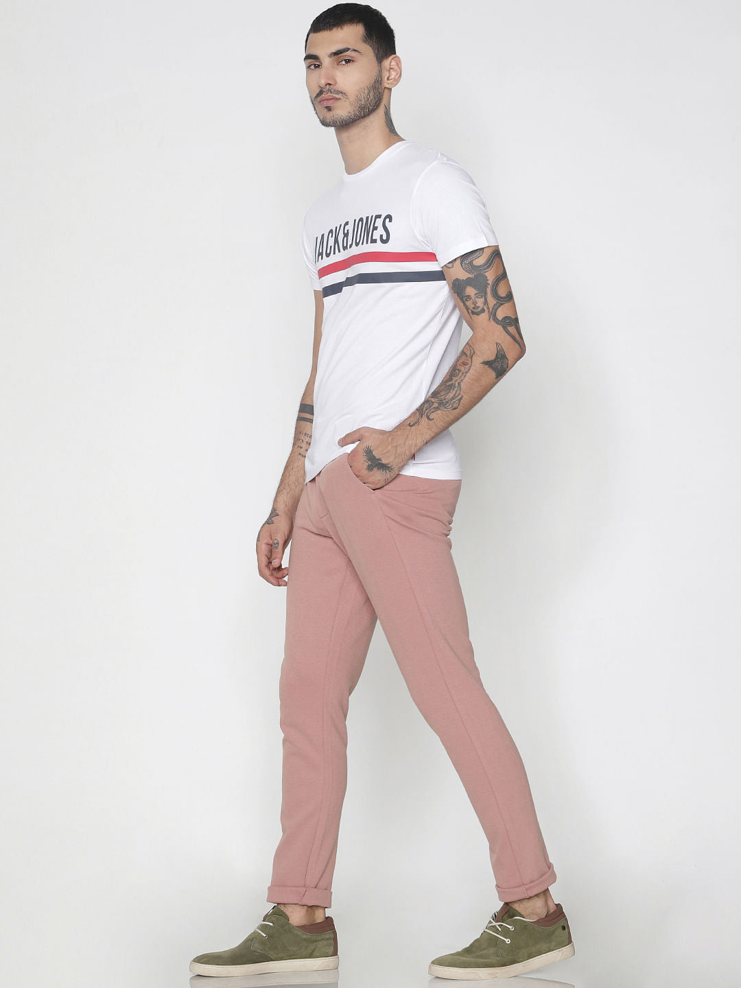 White Logo Print Crew Neck T-Shirt