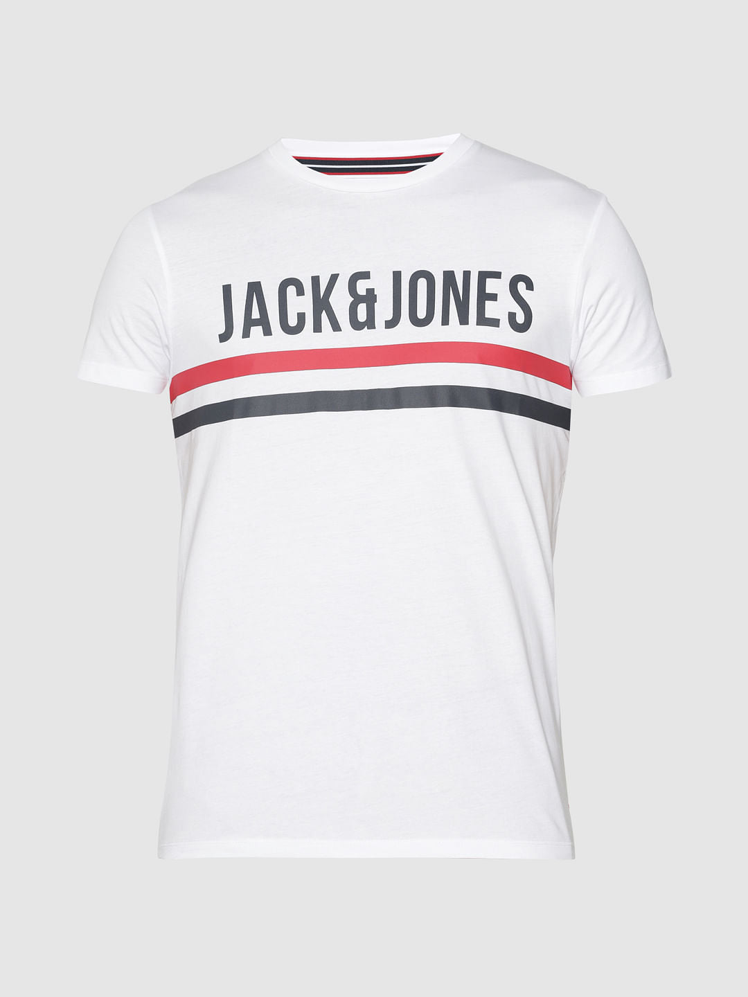 White Logo Print Crew Neck T-Shirt