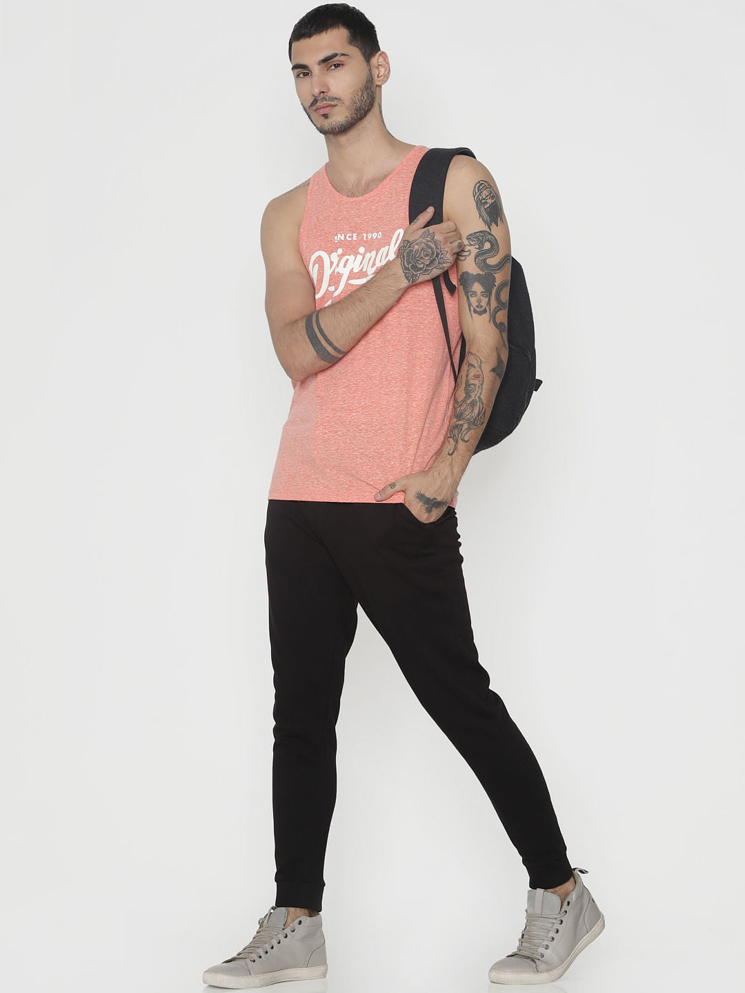 Orange Logo Print Vest