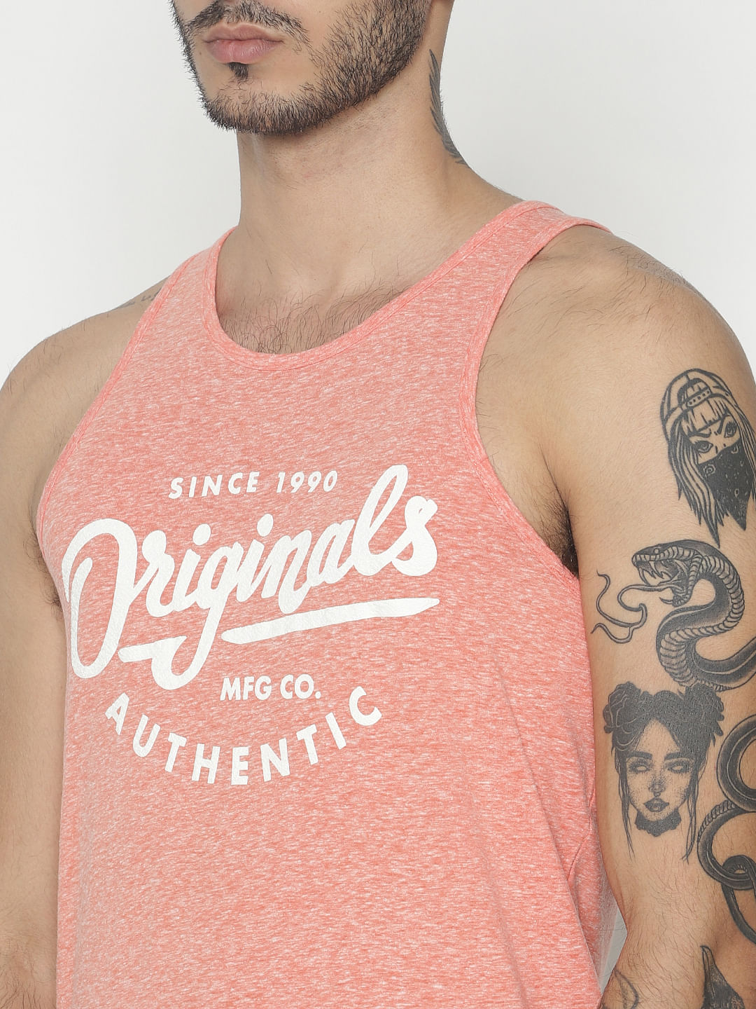 Orange Logo Print Vest