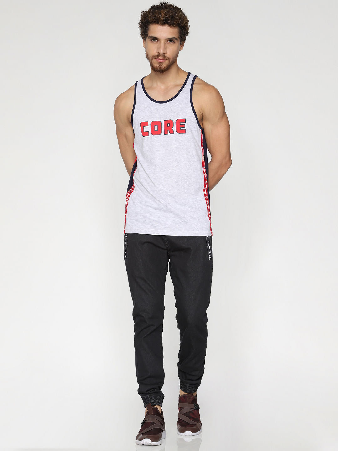 White Text Print Fashion Vest