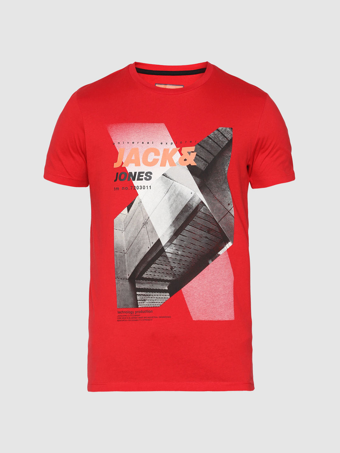 Red Logo Print Crew Neck T-Shirt