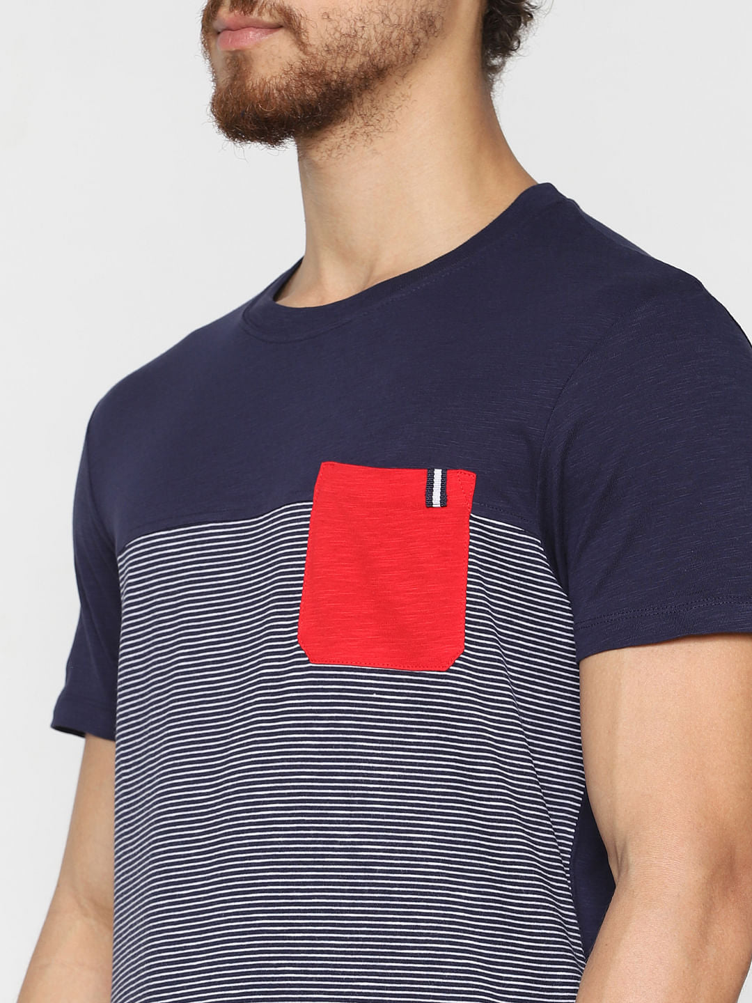 Blue Striped Crew Neck T-shirt