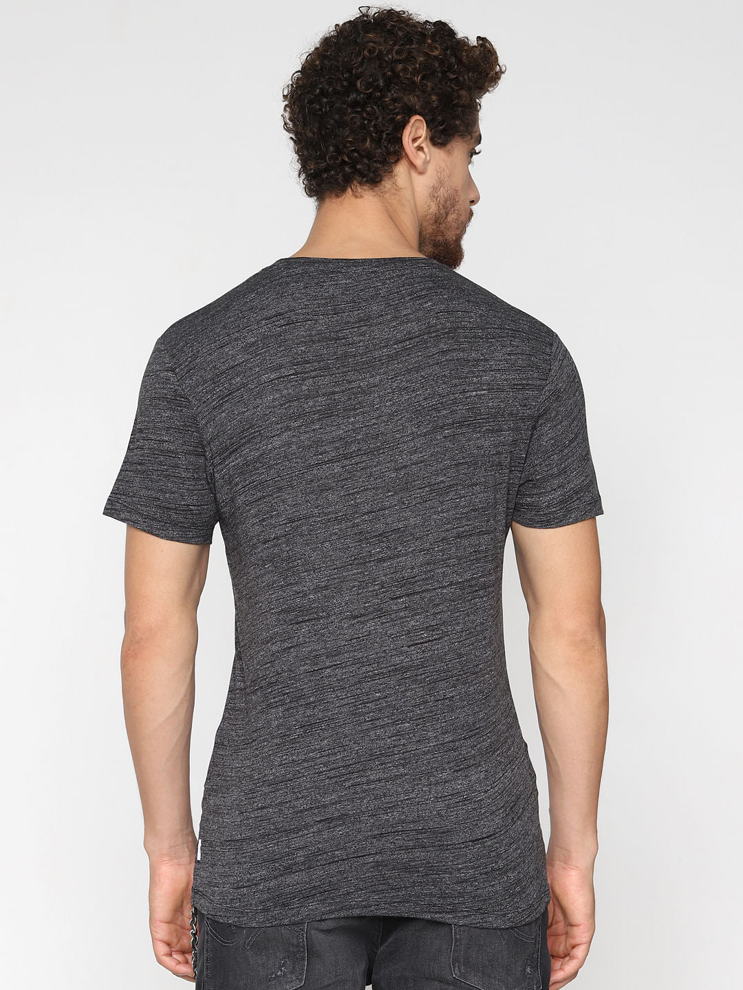 Dark Grey Logo Print Crew Neck T-Shirt