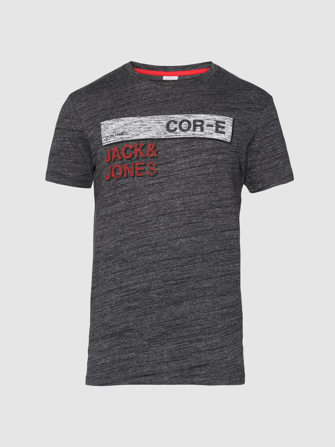 Dark Grey Logo Print Crew Neck T-Shirt
