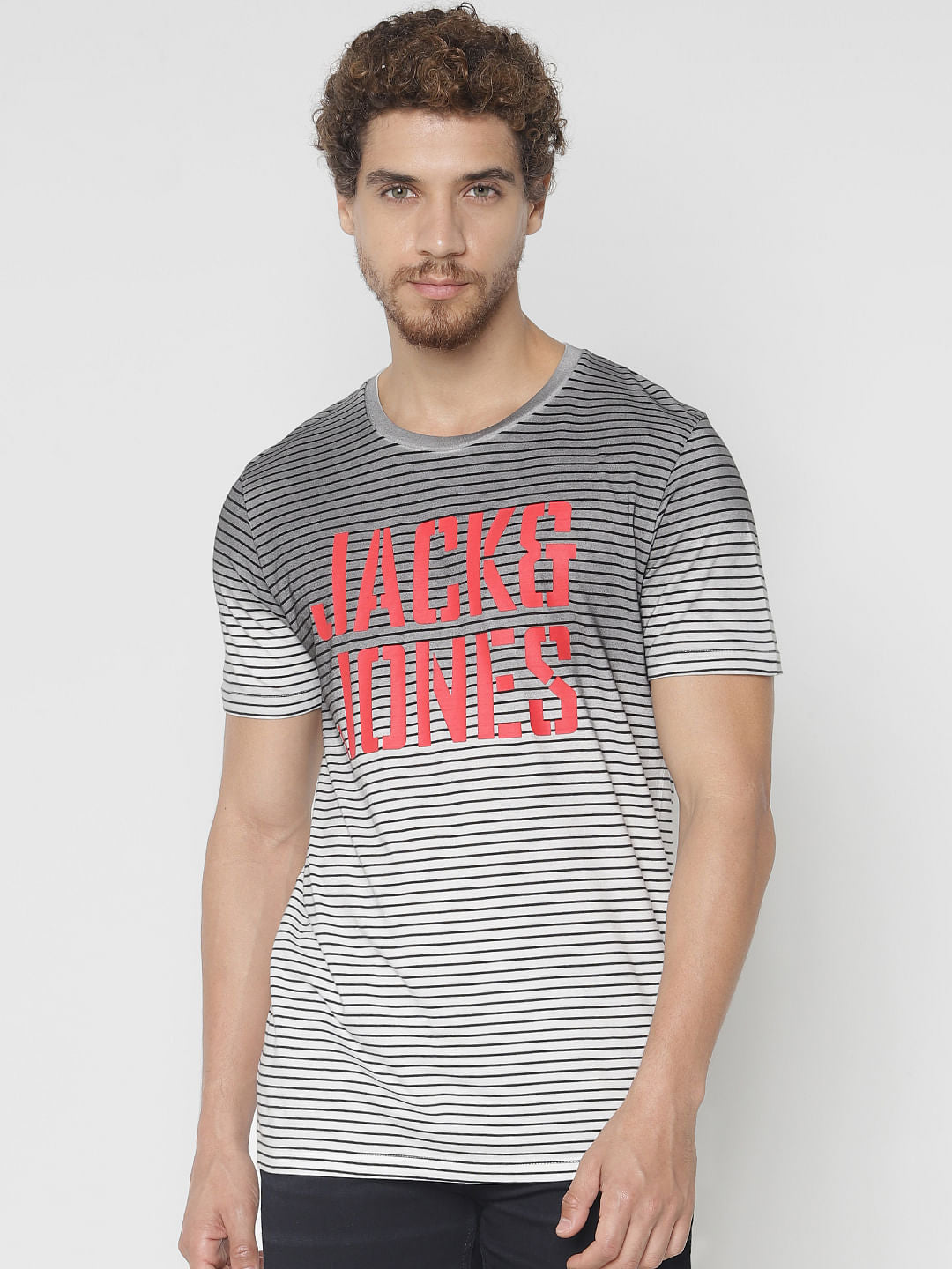 White Striped Crew Neck T-Shirt - S