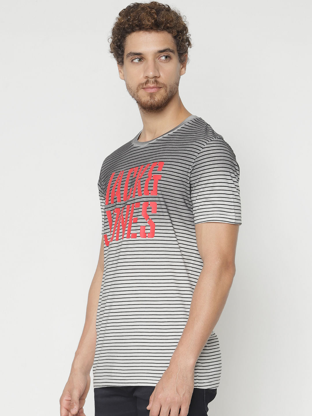 White Striped Crew Neck T-Shirt