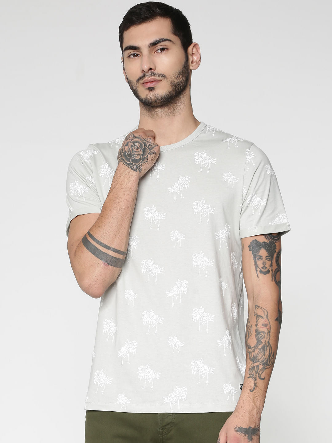 Light Grey All Over Print T-Shirt