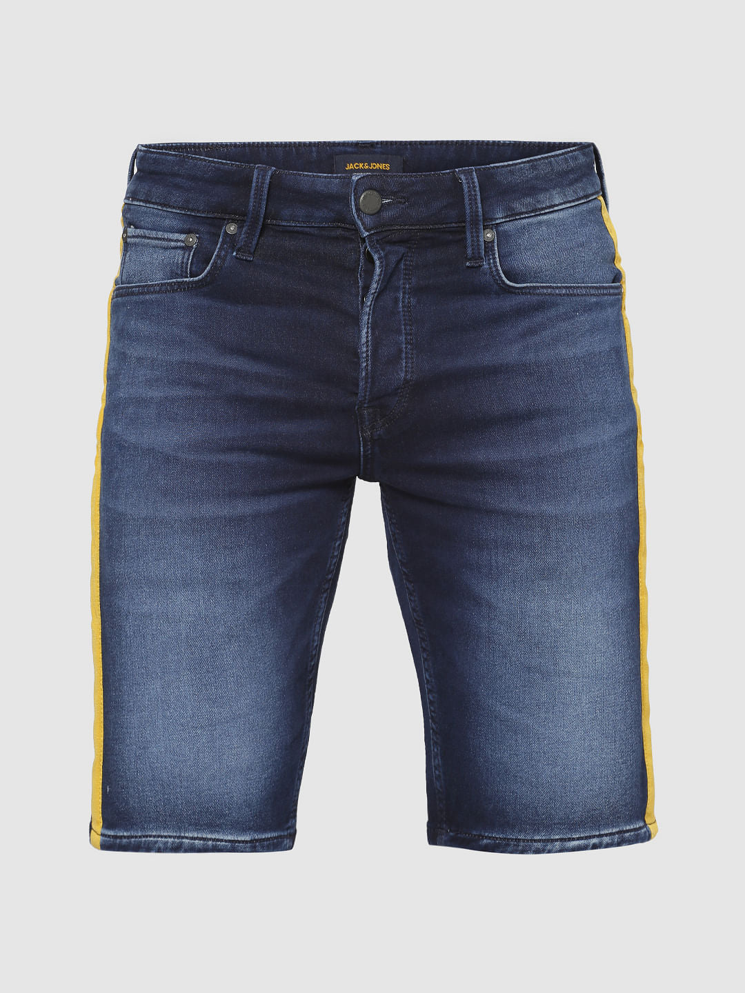 Blue Side Tape Detail Slim Fit Denim Shorts