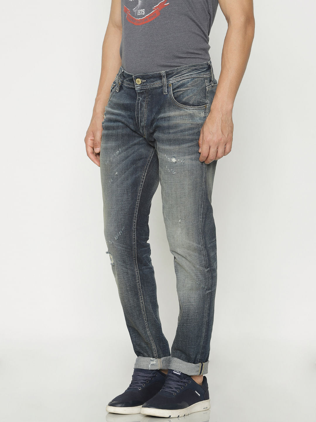 Blue Ripped Tim Anti Fit Jeans