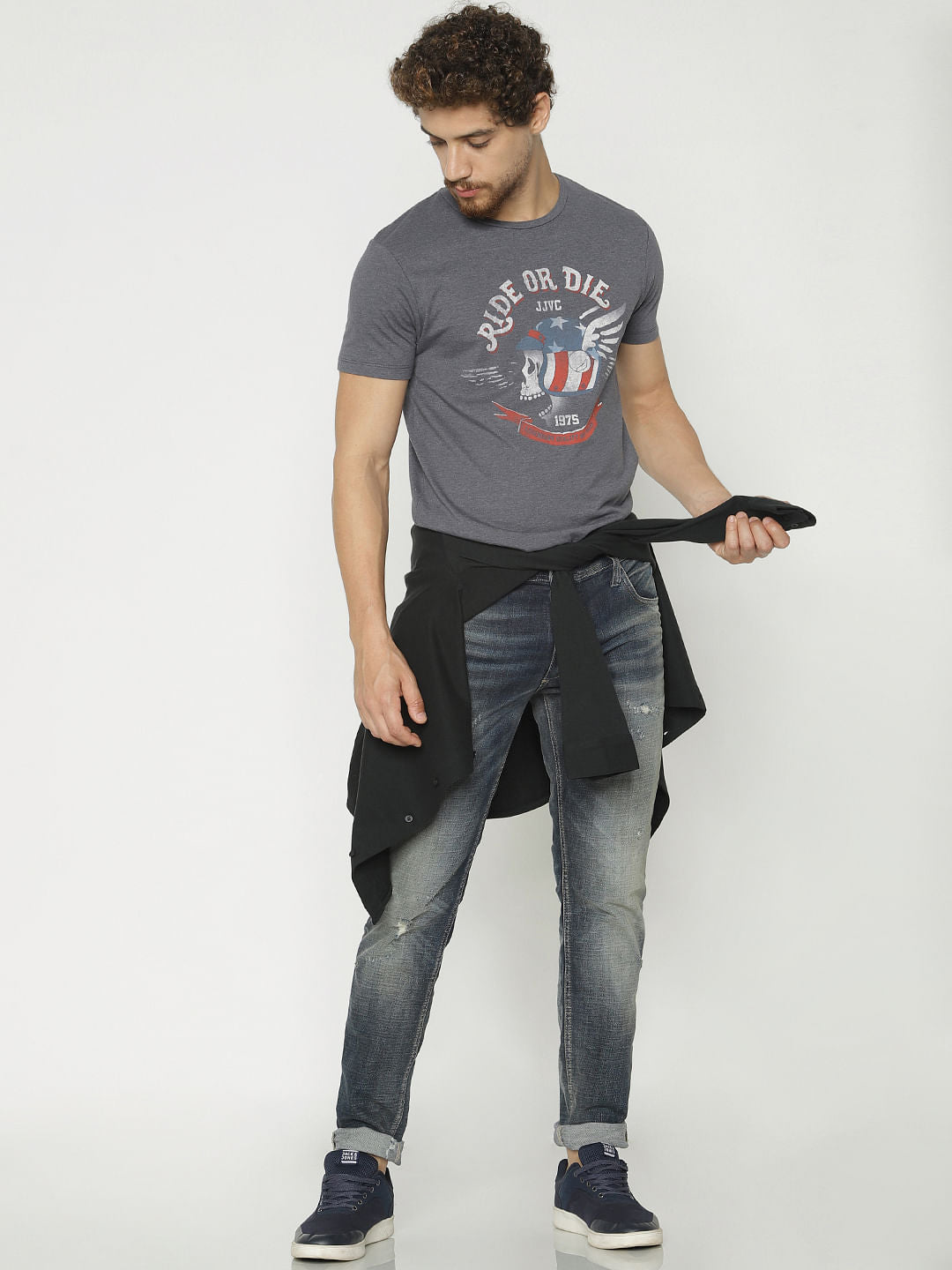 Blue Ripped Tim Anti Fit Jeans