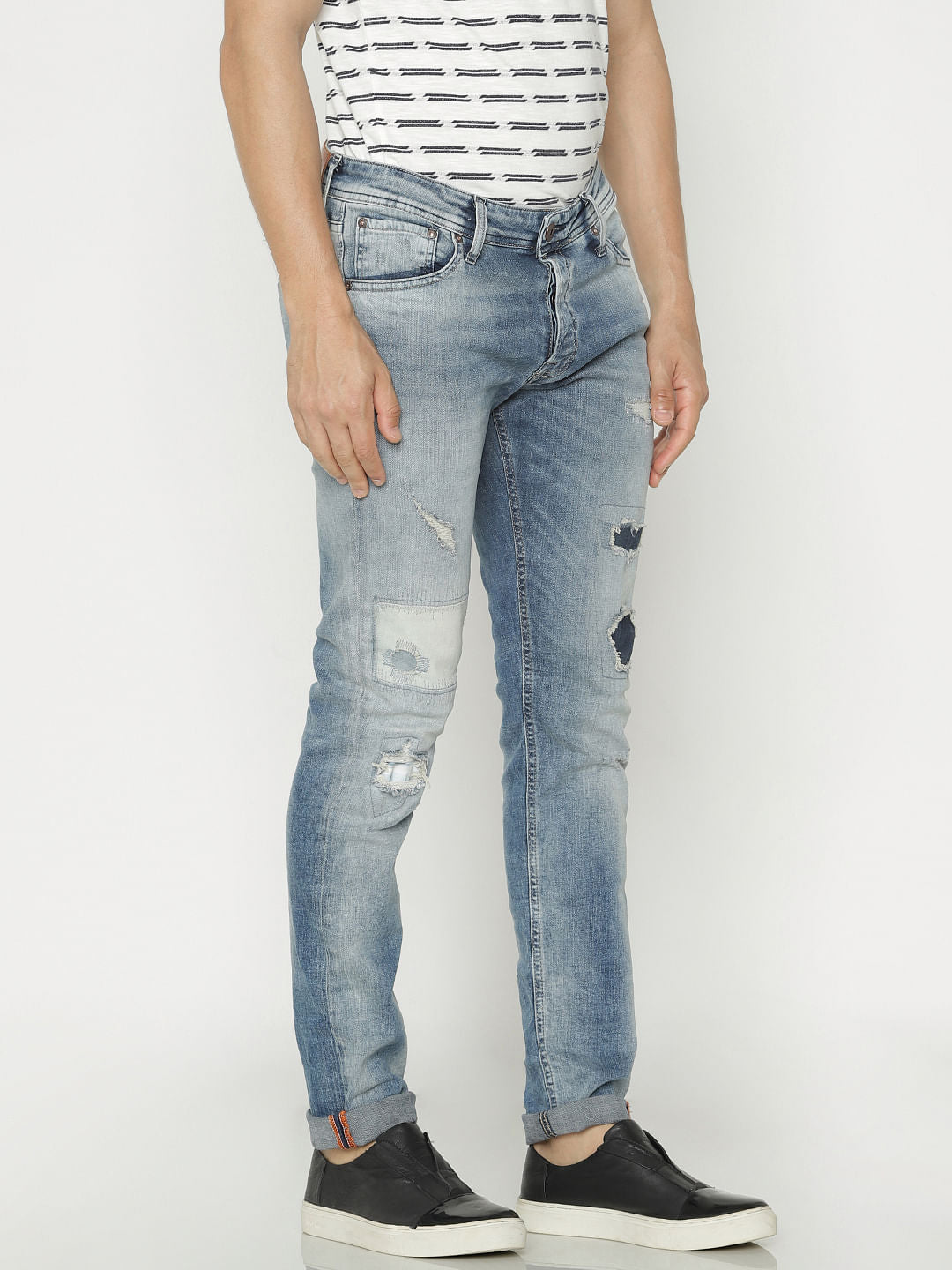 Blue Ripped Glenn Slim Fit Jeans