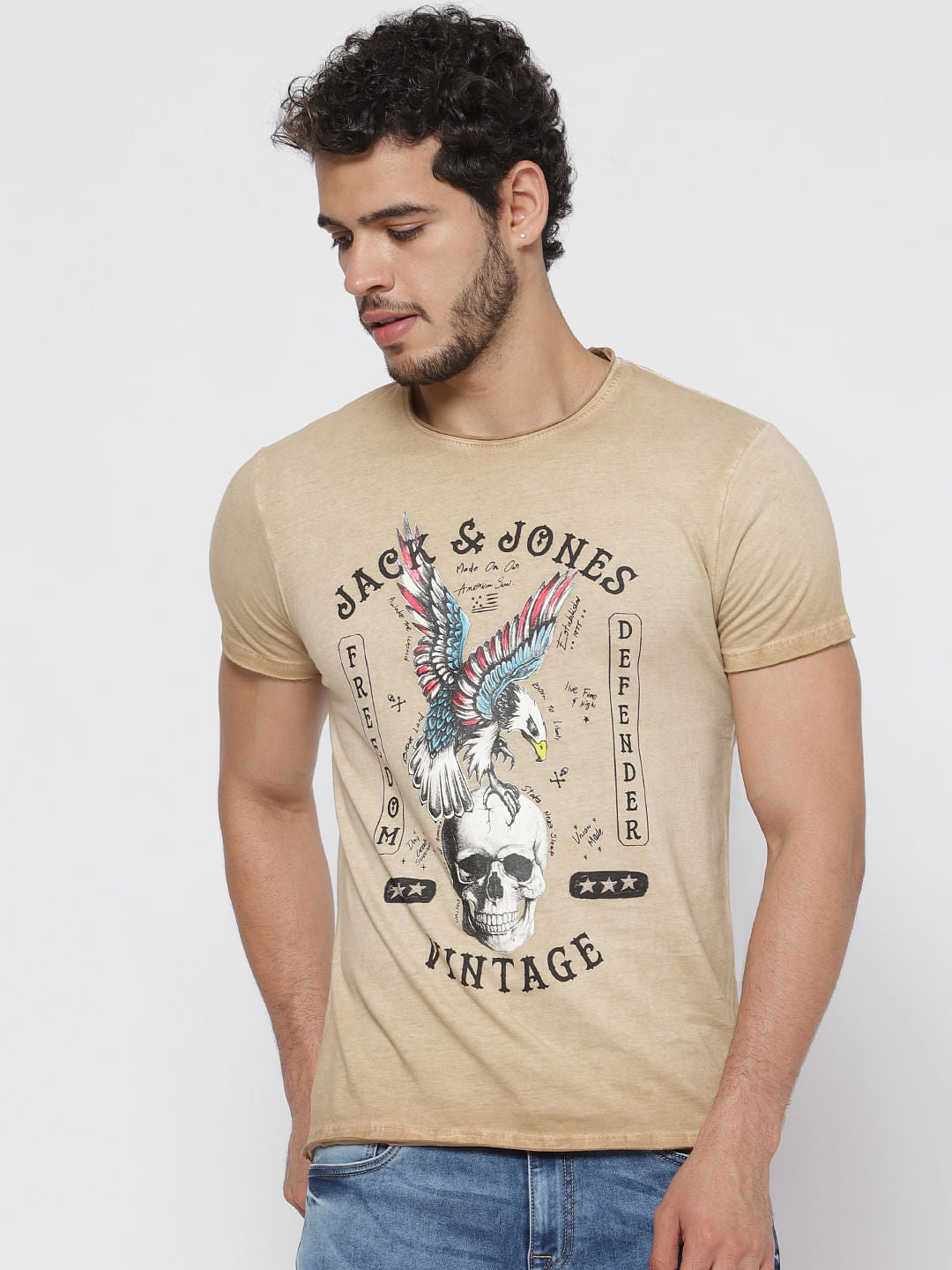 Brown Overdyed Printed T-Shirt