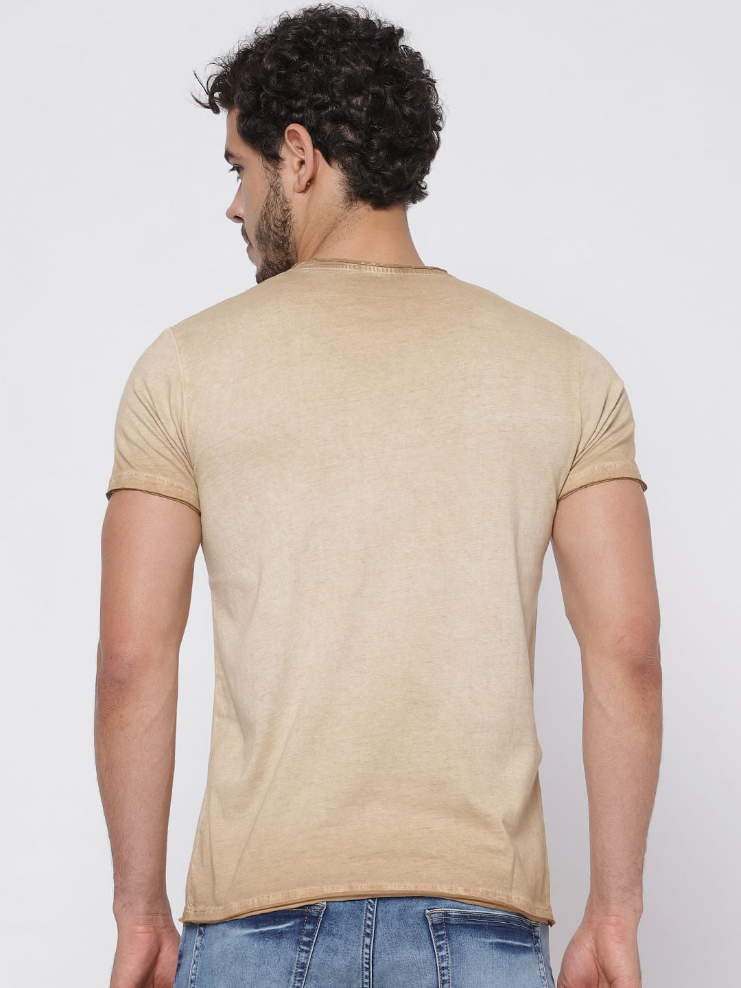 Brown Overdyed Printed T-Shirt