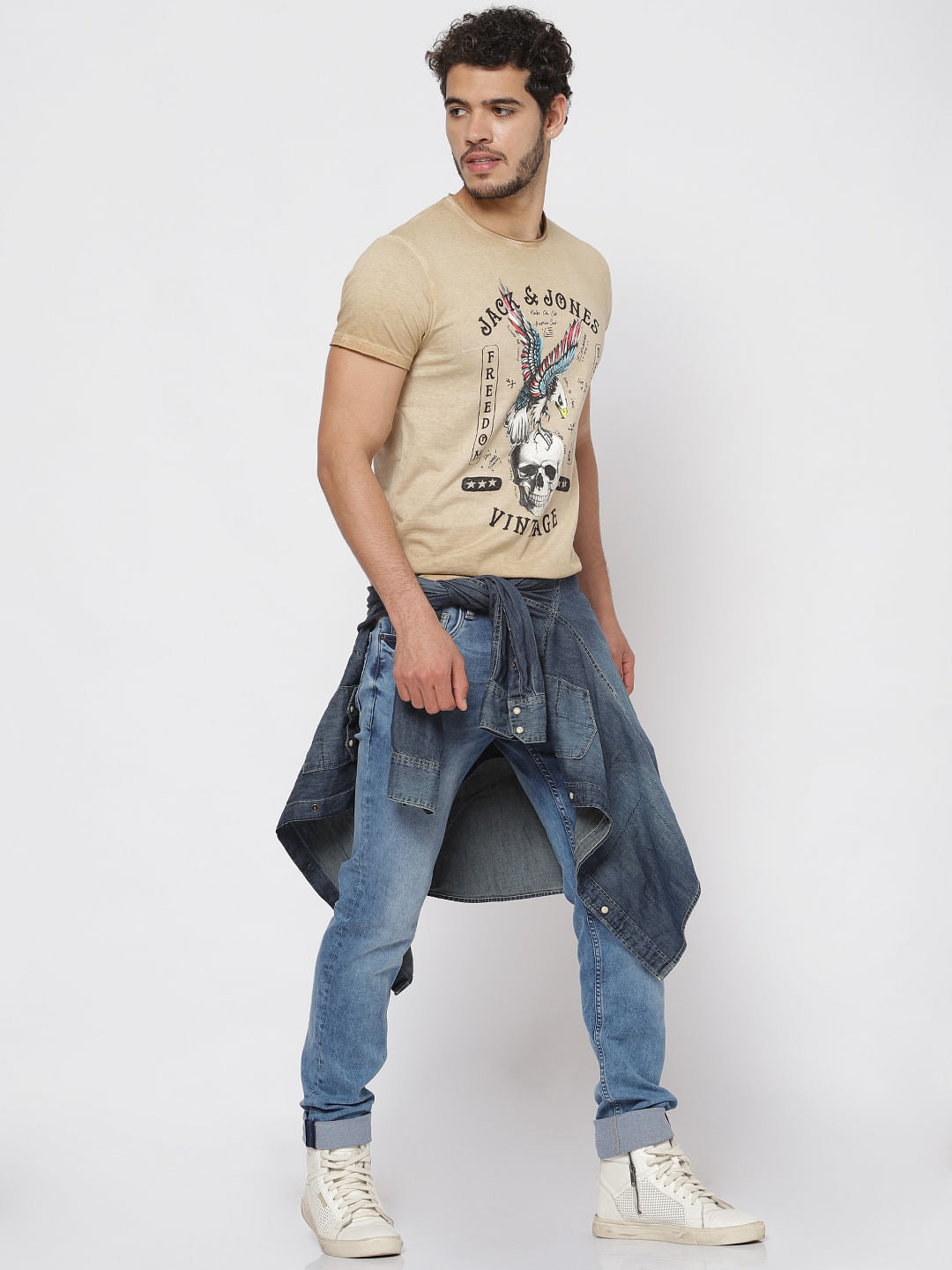 Brown Overdyed Printed T-Shirt