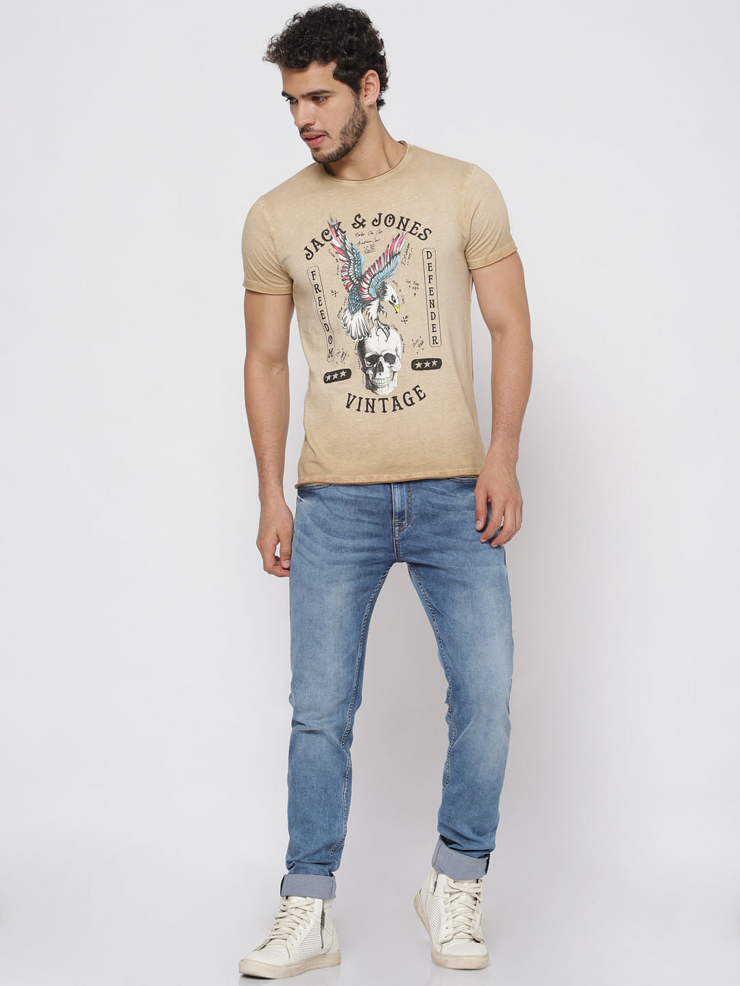 Brown Overdyed Printed T-Shirt