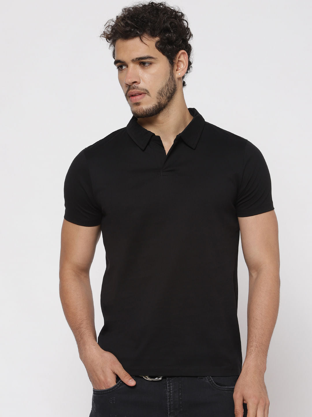 Black Polo Neck T-Shirt