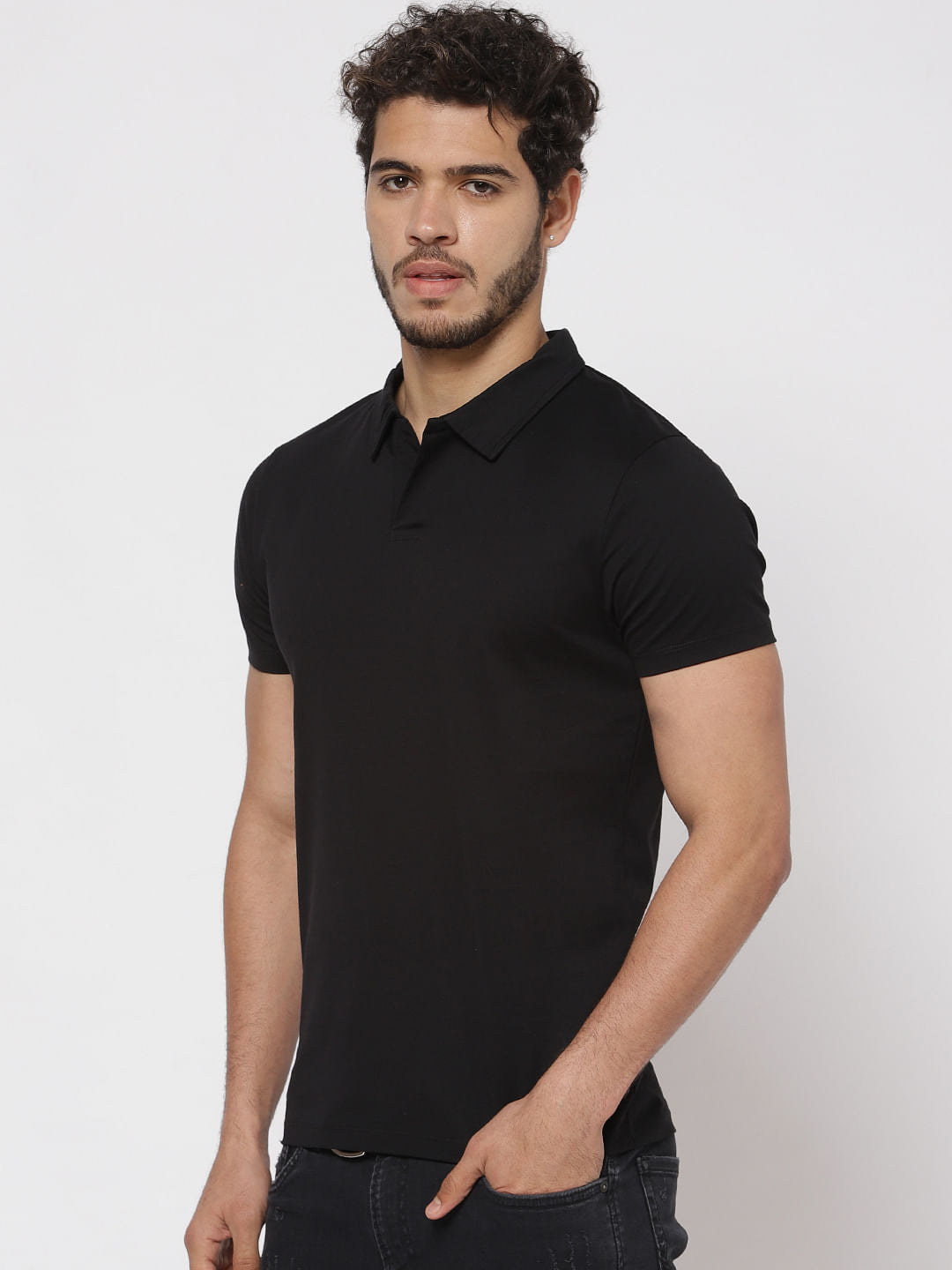 Black Polo Neck T-Shirt