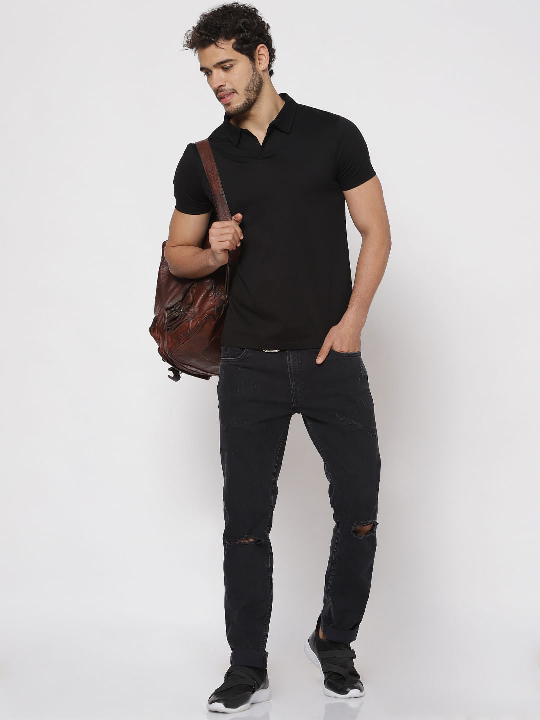Black Polo Neck T-Shirt