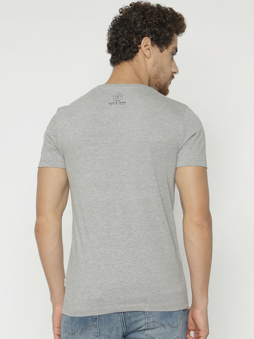 Grey Graphic Print Crew Neck T-Shirt