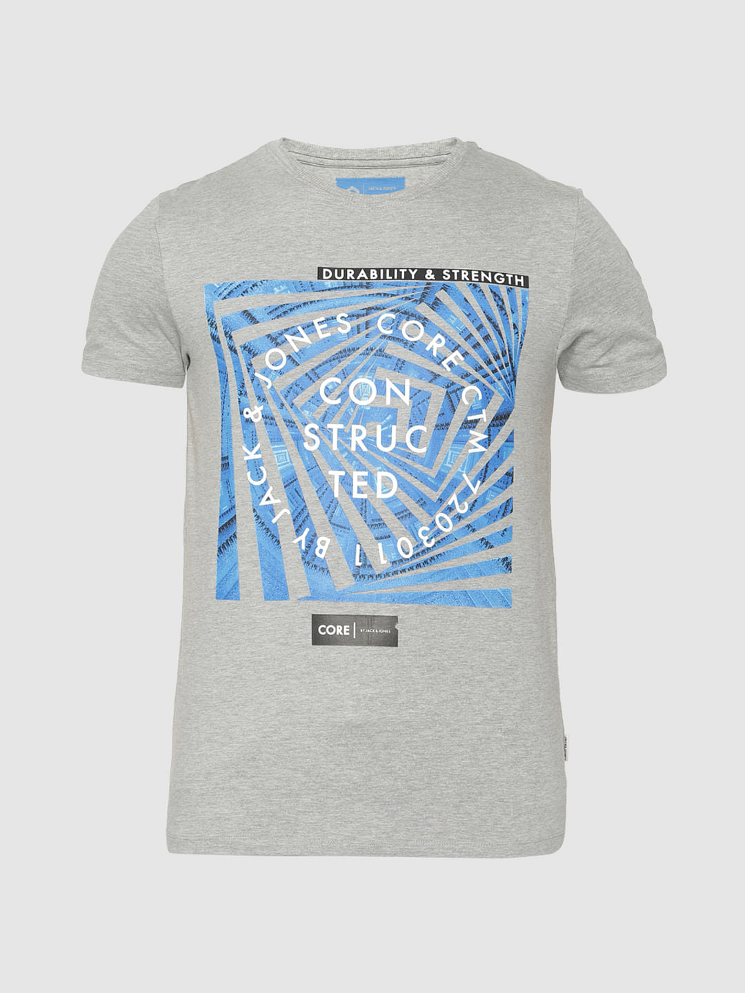 Grey Graphic Print Crew Neck T-Shirt