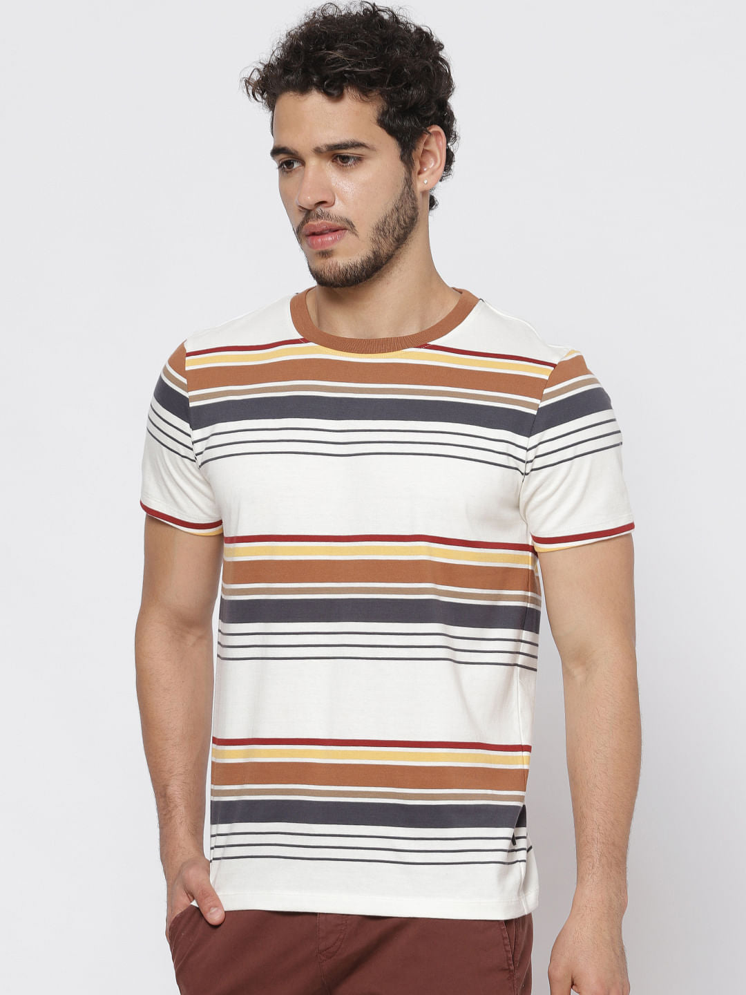 White Striped Crew Neck T-Shirt