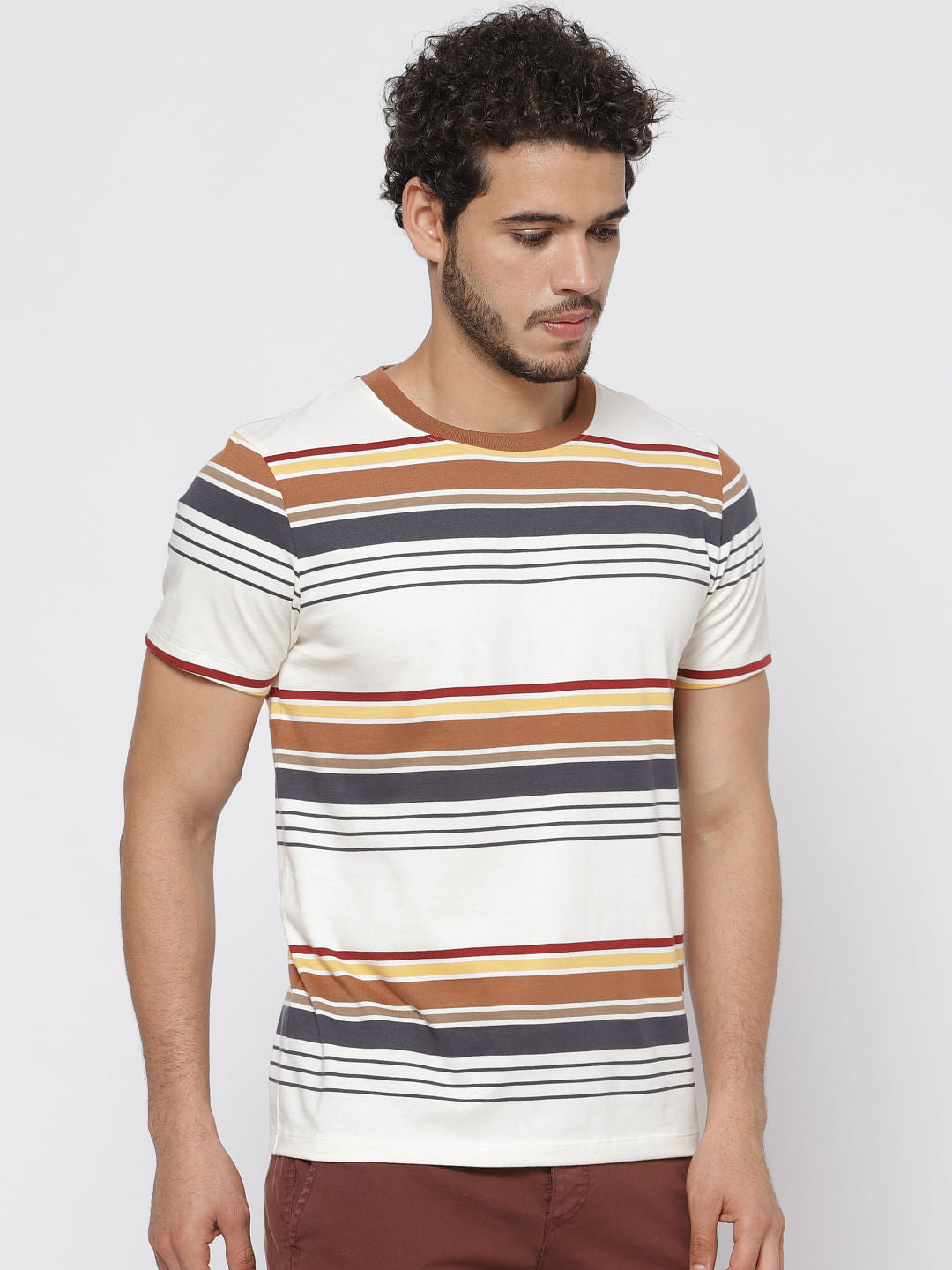 White Striped Crew Neck T-Shirt