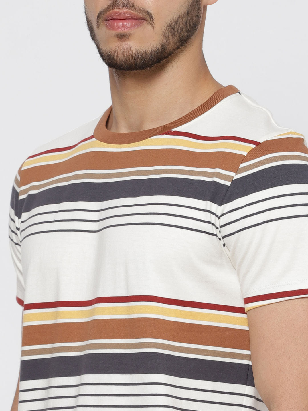 White Striped Crew Neck T-Shirt