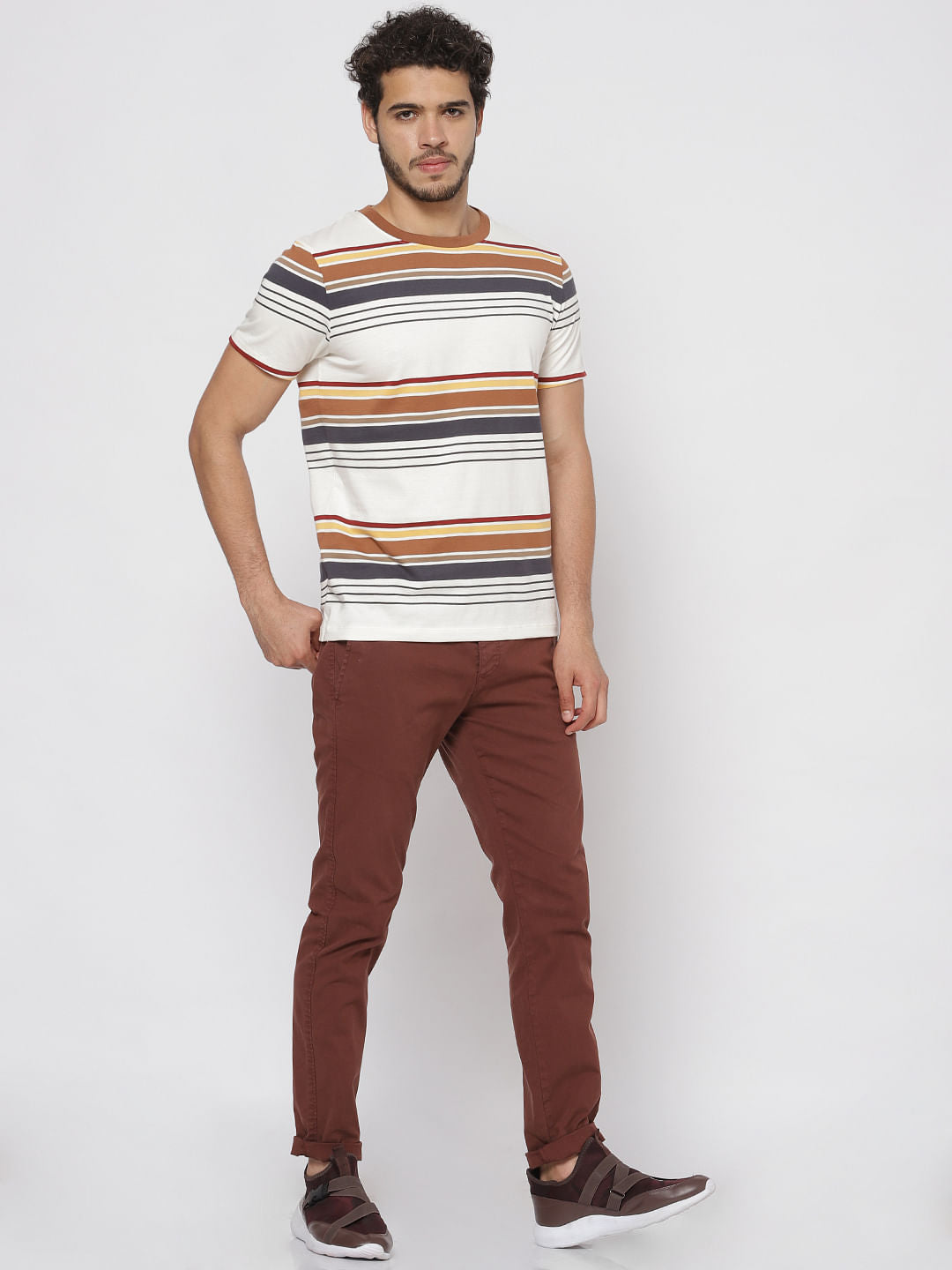 White Striped Crew Neck T-Shirt
