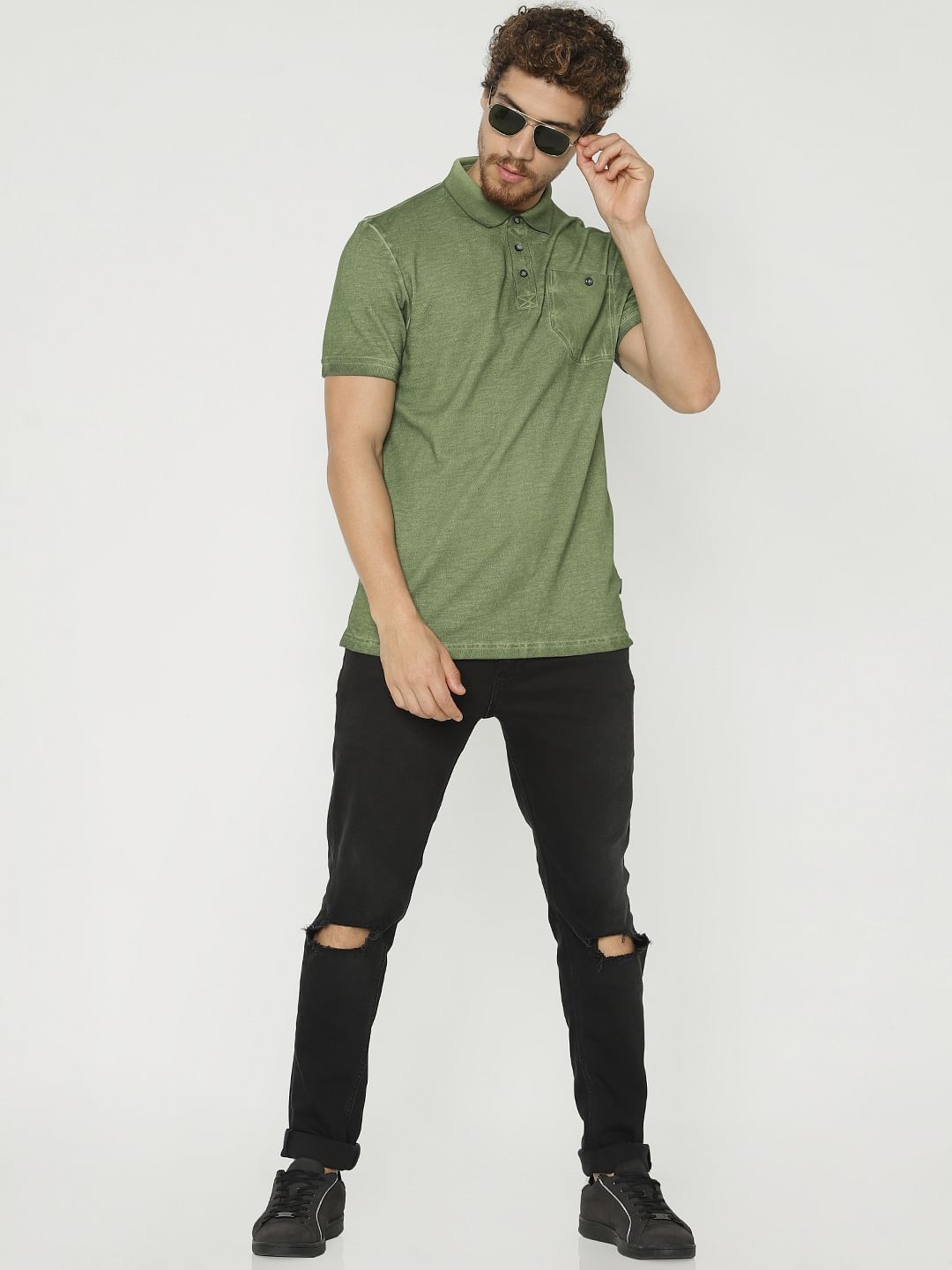 Green Polo Neck T-Shirt