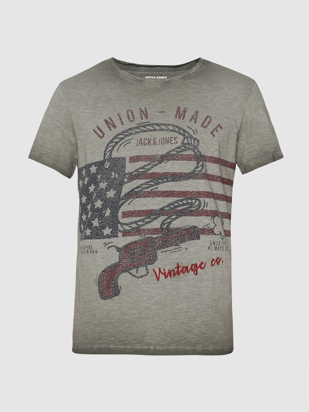 Green Faded Graphic Print Crew Neck T-Shirt