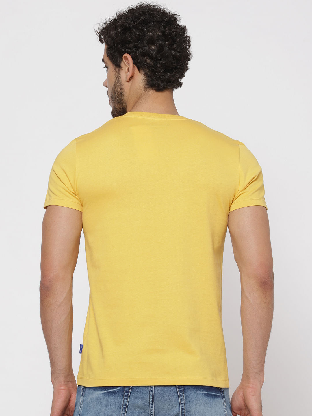 Yellow Printed Crew Neck T-Shirt