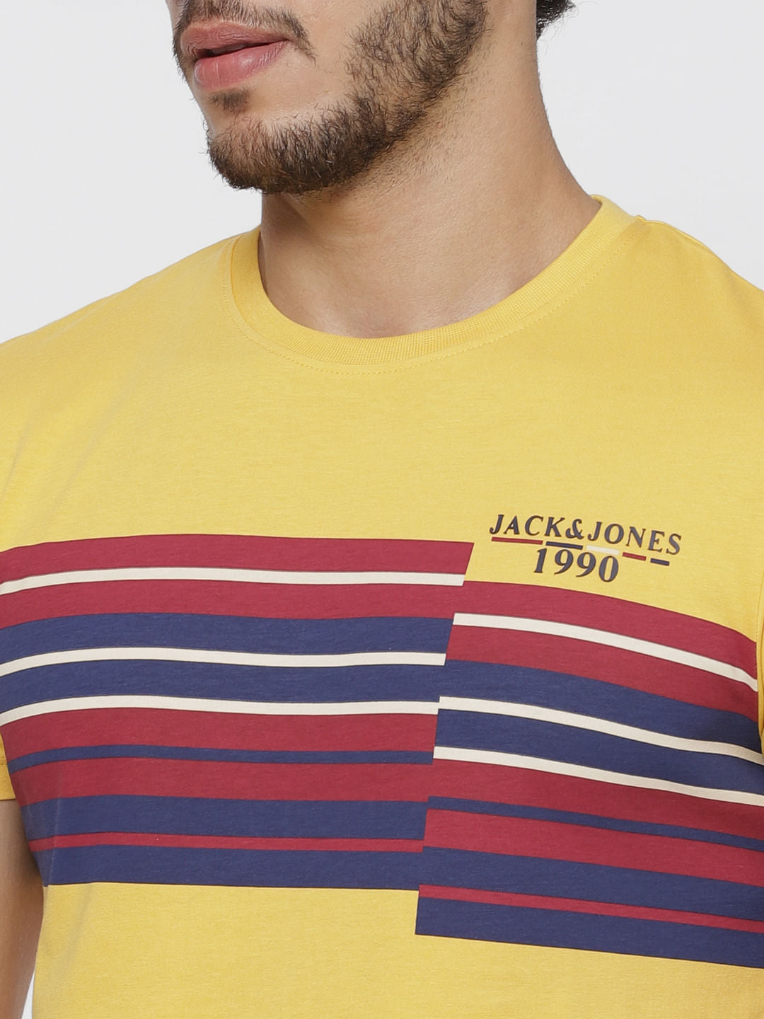 Yellow Printed Crew Neck T-Shirt
