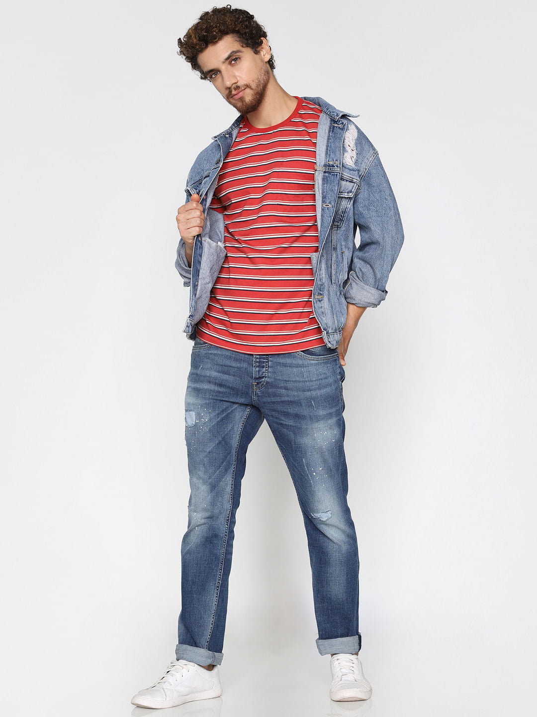 Red Striped Crew Neck T-Shirt