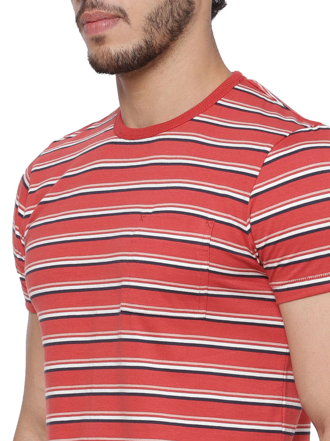 Red Striped Crew Neck T-shirt