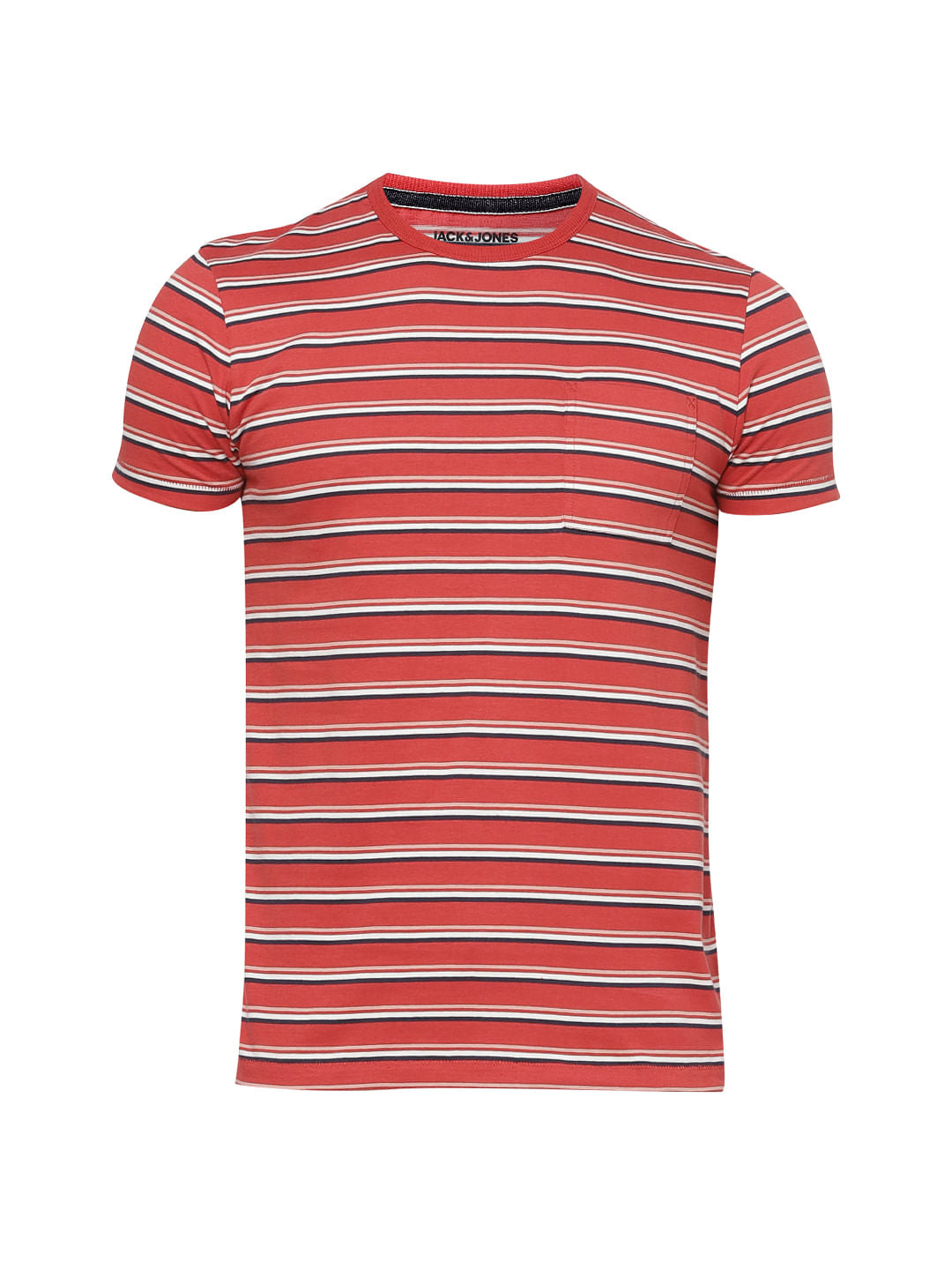 Red Striped Crew Neck T-shirt