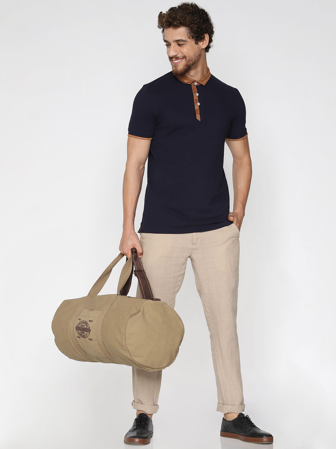 Navy Blue Contrast Tipping Polo T-Shirt - S
