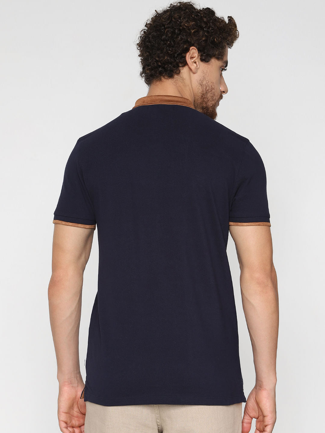 Navy Blue Contrast Tipping Polo T-Shirt