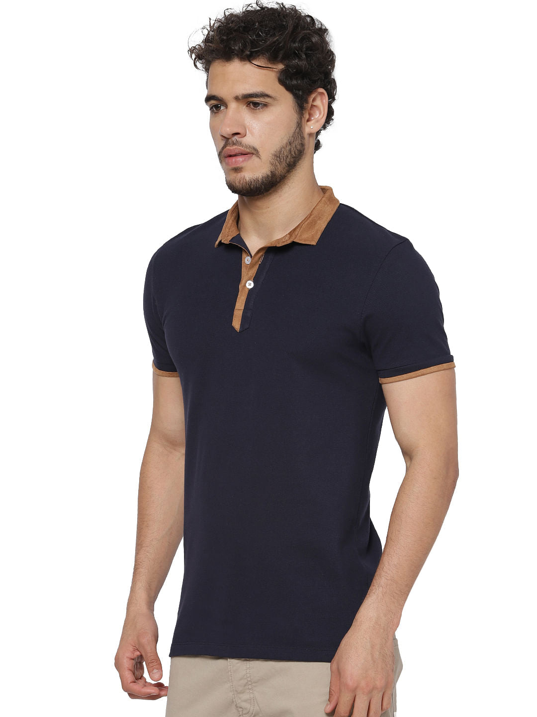 Navy Blue Polo Neck T-shirt