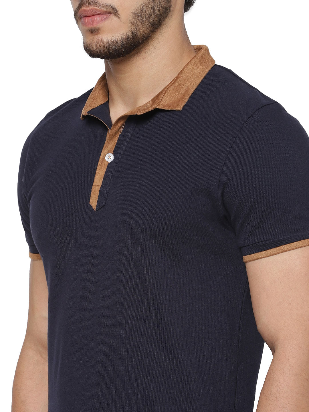 Navy Blue Polo Neck T-shirt