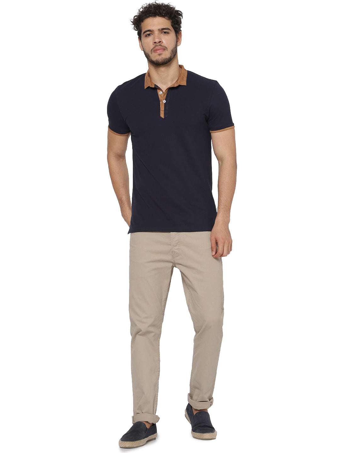 Navy Blue Polo Neck T-shirt