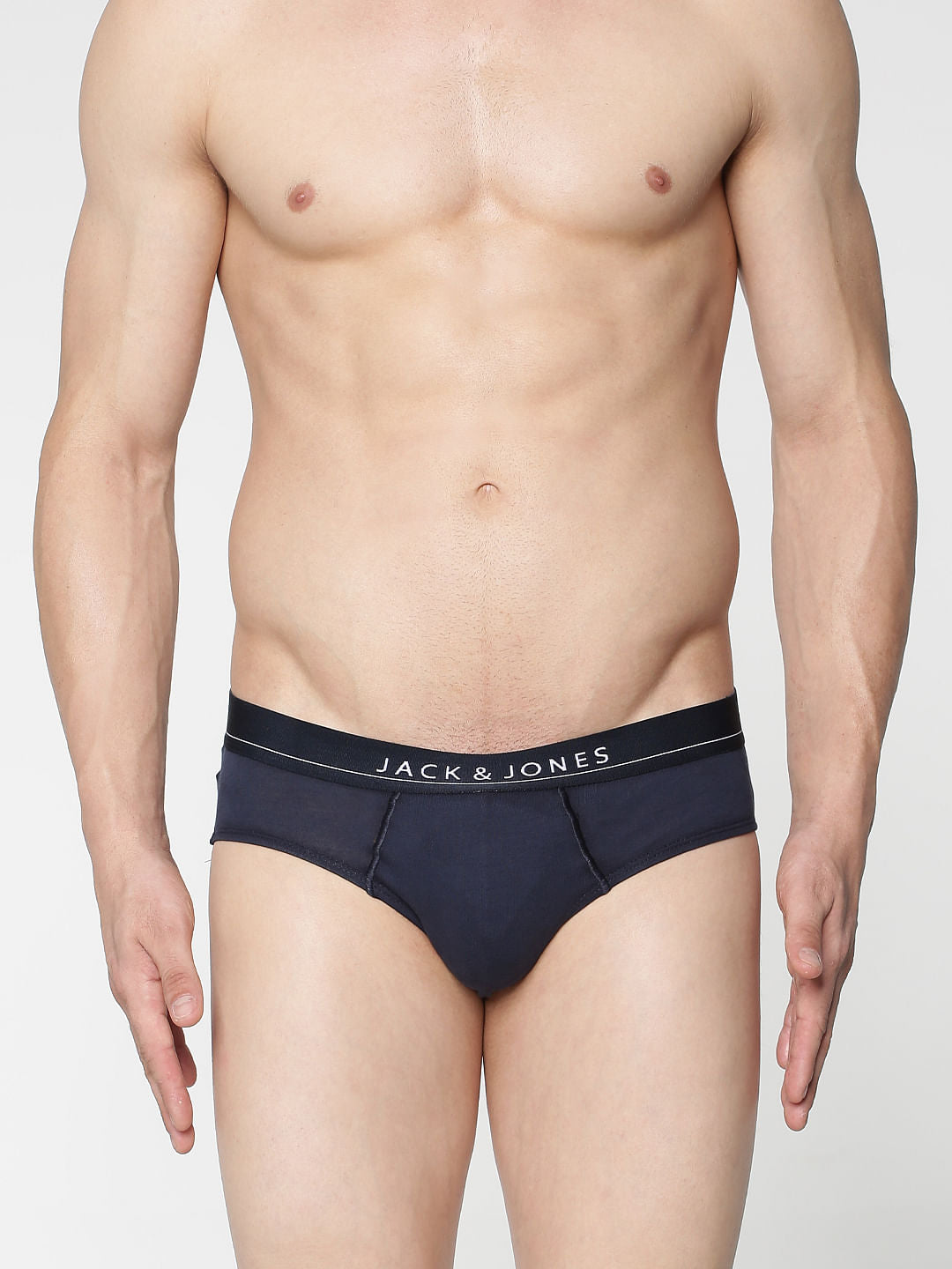 Navy Blue Logo Print Briefs - M